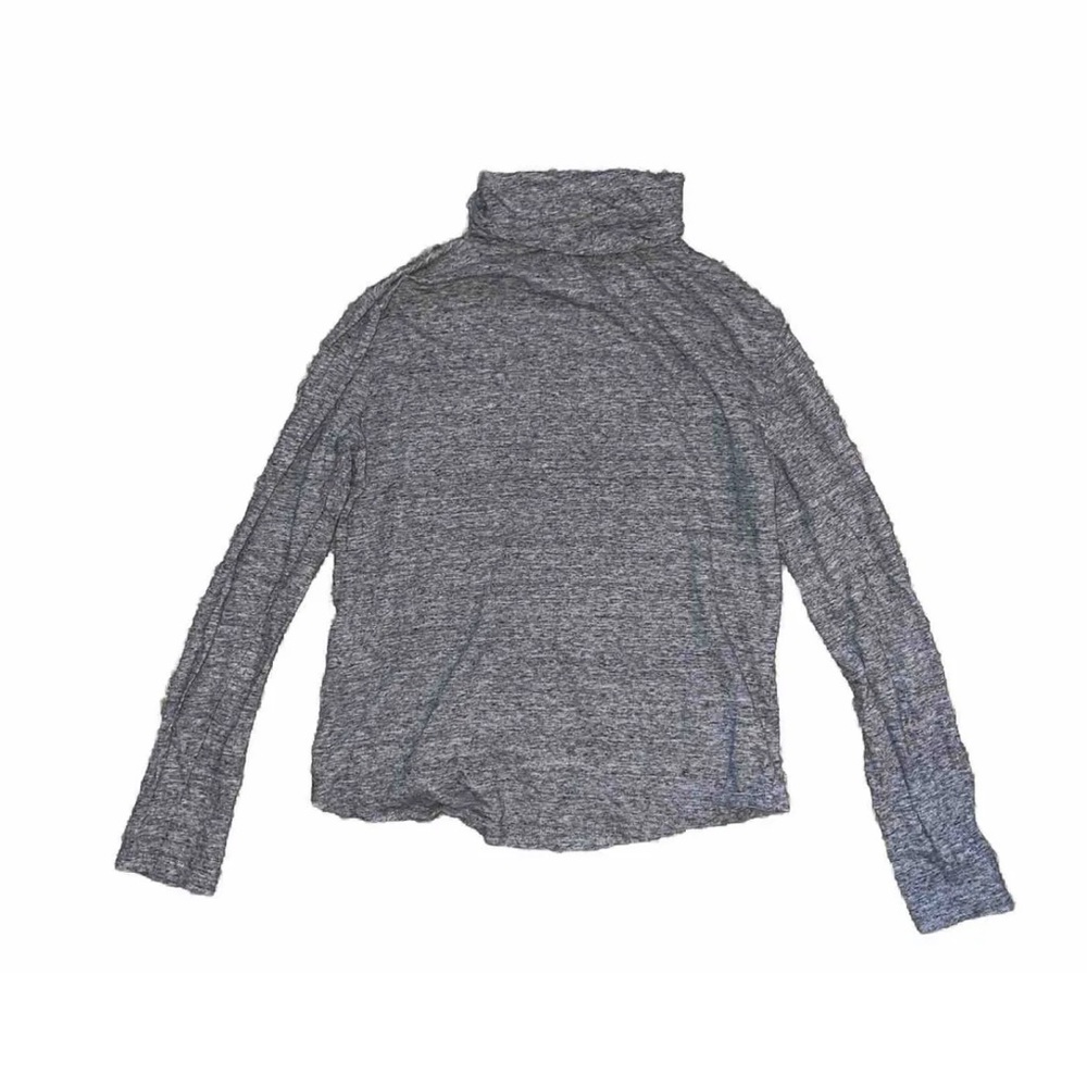 Madewell Whisper Cotton Turtleneck Tee Long Sleeve Top Womens Gray Breezy
